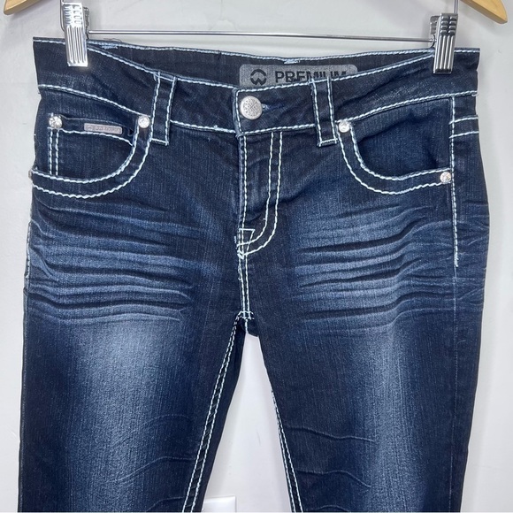 Warehouse One Mid Rise Baby Boot Dark Wash Jeans Size 28 - Picture 2 of 13